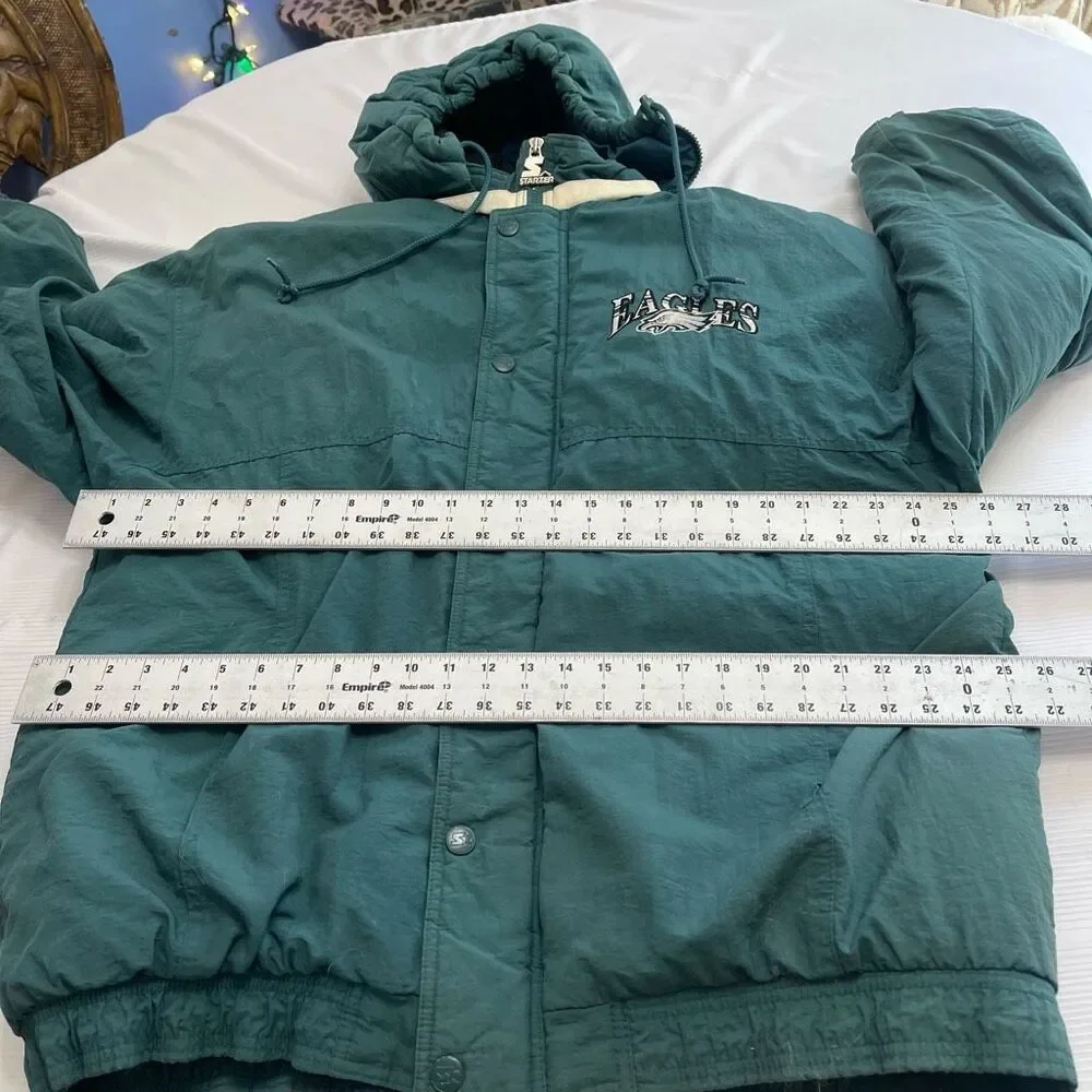 STARTER Philadelphia Eagles Dark Green Hooded Puffer Jacket with Team Logo